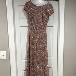 Adrianna Papell Rose blush long evening gown